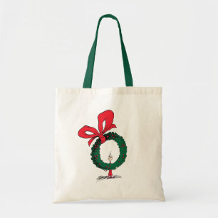 Tote Bag Qui regarde à travers la couronne de Noël