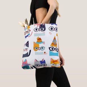 Tote Bag Quirky Cat Whimsical Feline Art pour Amoureux de l