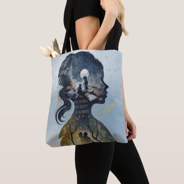 Tote Bag Quote Inspiration moderne personnalisée Couleur bl (De près)