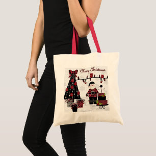 Tote Bag RAB Rockabilly Cherry Noël Père Noël Cadeaux