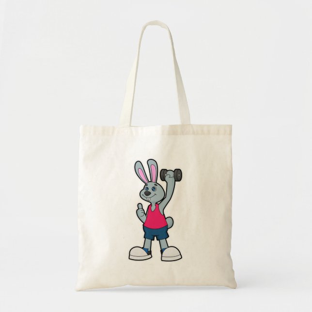 Tote Bag Rabbit à Fitness avec Dumbbell (Devant)
