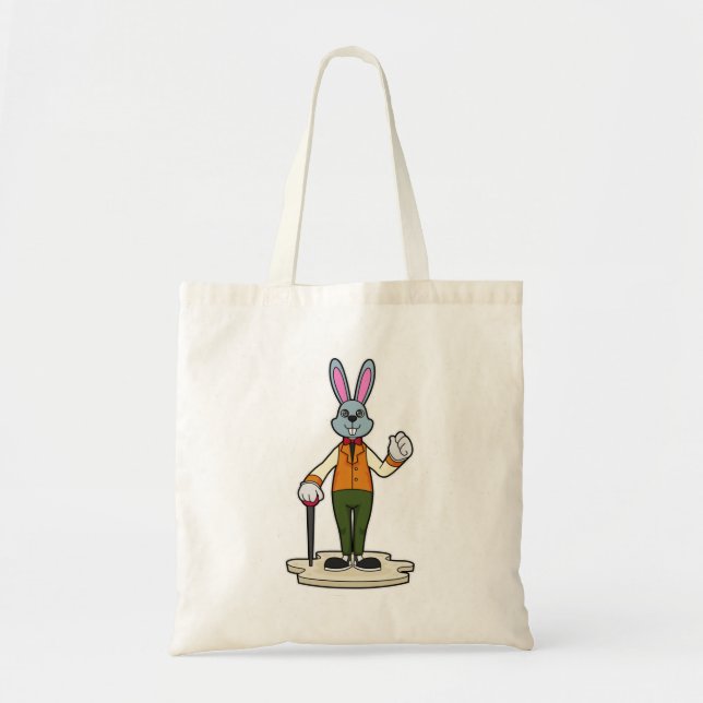 Tote Bag Rabbit en Gentleman avec canne (Devant)