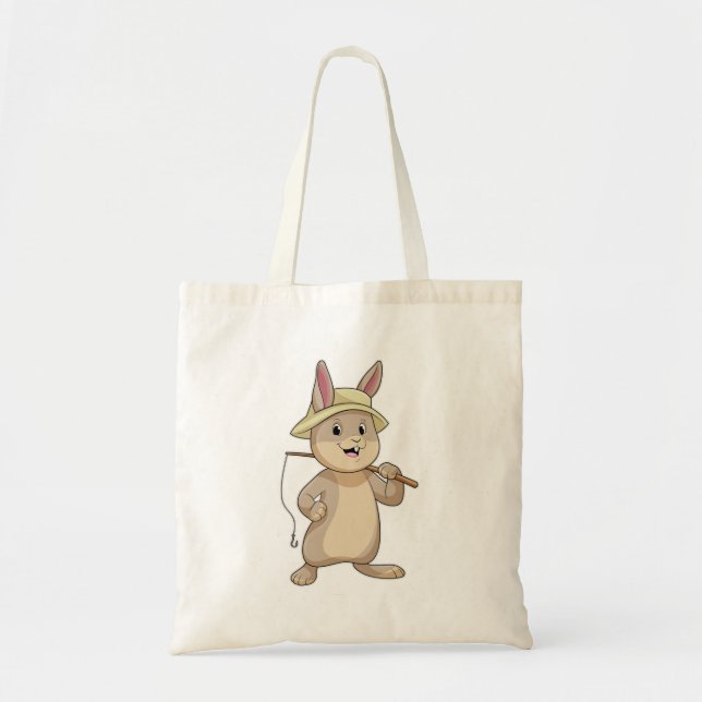 Tote Bag Rabin comme Fisher avec canne à pêche (Devant)
