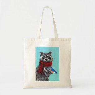 Tote Bag Raccoon d'hiver avec Bluebird