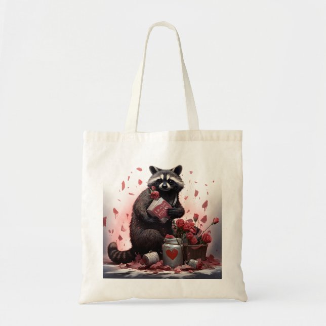 Tote Bag Raccoon ordures poésie Valentines jour (Devant)
