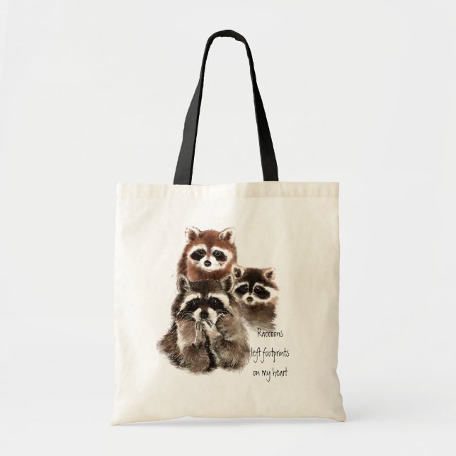 Tote Bag Raccoons a laissé des empreintes sur mon coeur de  (Devant)