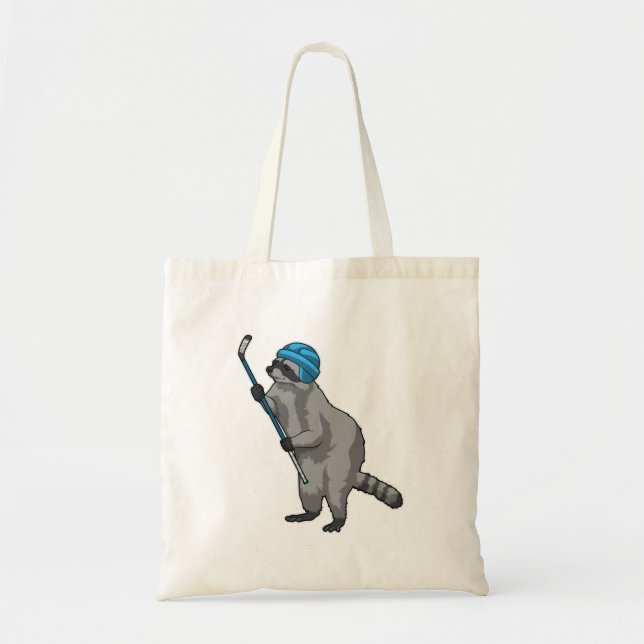 Tote Bag Racoon au hockey sur glace avec bâton de hockey su (Devant)