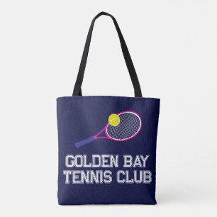Tote Bag Racquet de tennis rose bleu personnalisé