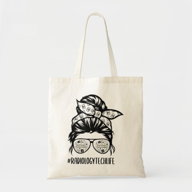 Tote Bag Radiologie Tech Life chaise cheveux lunettes Rad T (Devant)