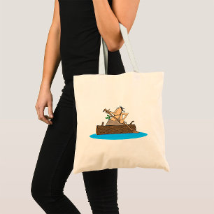 Tote Bag Rafting en canoë d'homme des cavernes