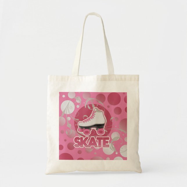 Tote Bag Raie de rouleau rose de remous de bulle, patinant (Devant)