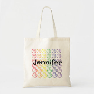 Tote Bag Rainbow Basketball avec nom