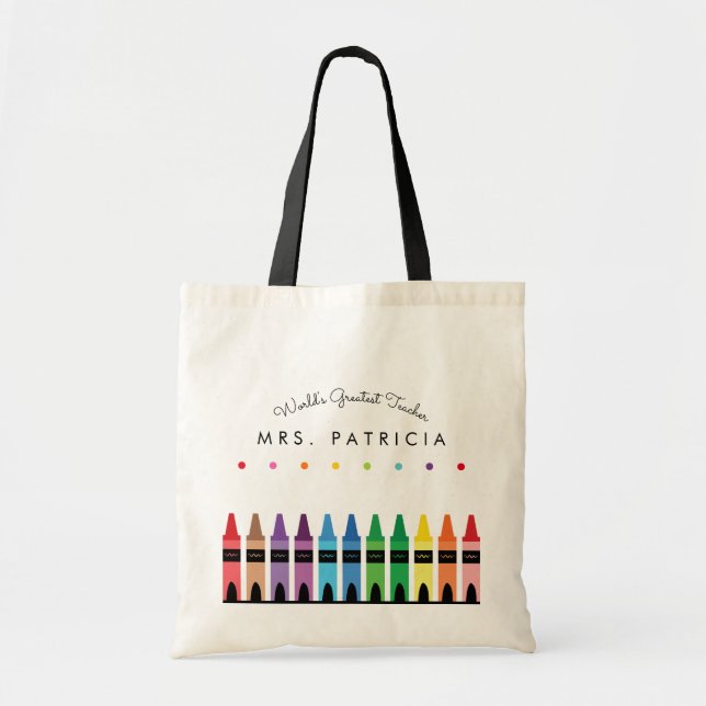 Tote Bag Rainbow Crayons Kindergarten Enseignant Cadeau (Devant)