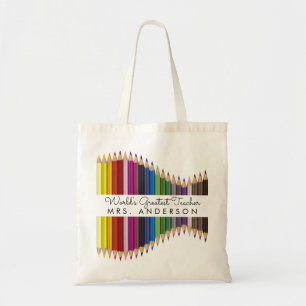 Tote Bag Rainbow Crayons Kindergarten Enseignant Cadeau