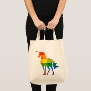 Tote Bag Rainbow Plaid Unicorn LGBTQ Pride