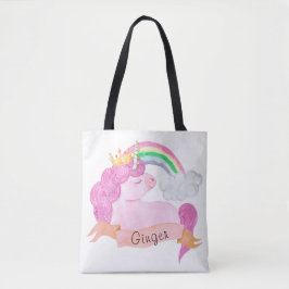 Tote Bag 🌈 Rainbow Unicorn Nom personnalisé