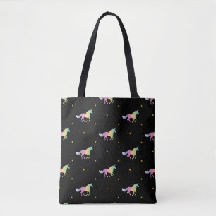 Tote Bag Rainbow Unicorns & Gold Stars Motif