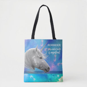 Tote Bag Rappel Important Licorne Argentée pour la Santé Me