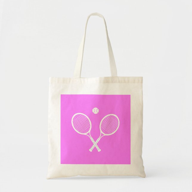 Tote Bag Raquettes de tennis et balle rose profonde (Devant)