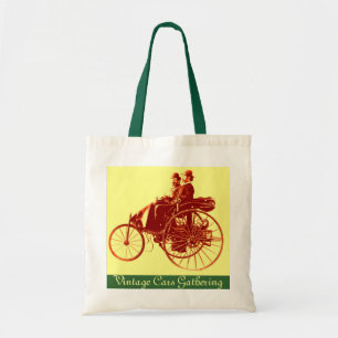 Tote Bag Rassemblement de voitures anciennes, jaune brun ve