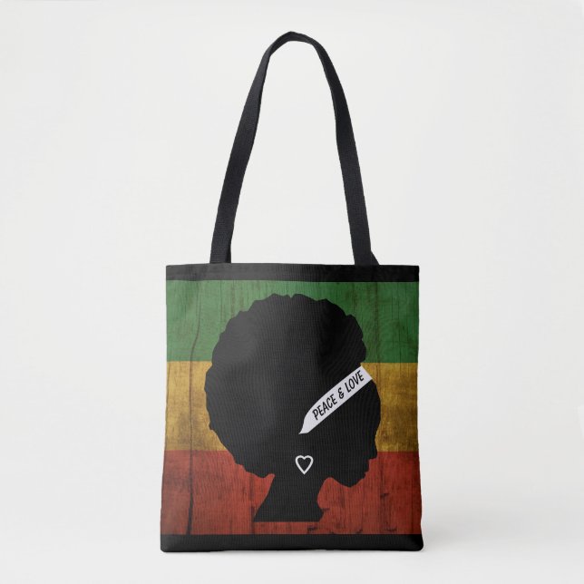 Tote Bag Rasta Femme Paix & Amour  (Devant)
