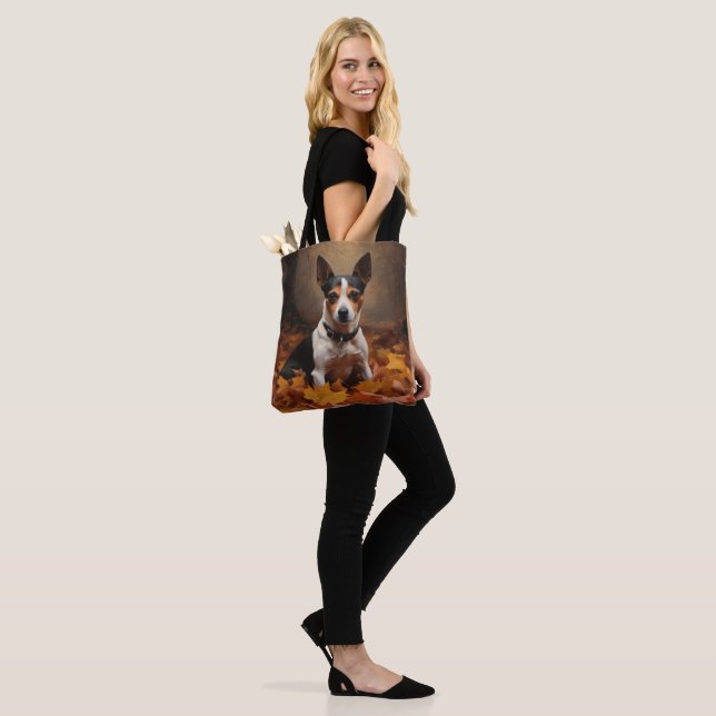 Tote Bag Rat Terrier à l'automne Feuilles automne Inspire (Sur le modèle)