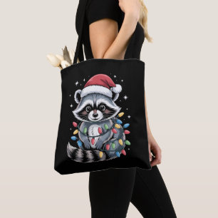Tote Bag Raton de Noël Chapeau de Père Noël Guirlande Lumin