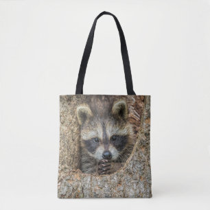 Tote Bag Raton laveur niché à l'intérieur d'un creux d'arbr