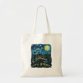 Tote Bag Raton laveur Peint La Nuit étoilée Artiste D'art