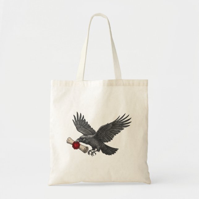 Tote Bag Raven Carrying Love Letter Gothic Messenger Bird (Devant)