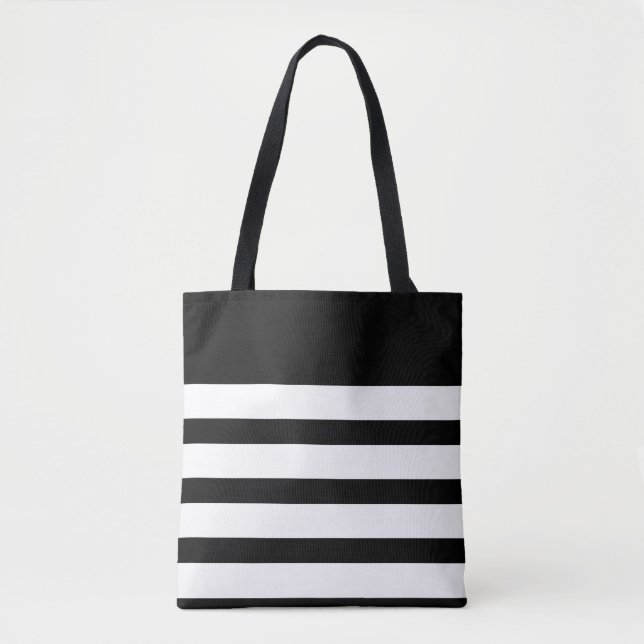 Tote Bag Rayé noir et blanc classique (Devant)