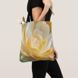 Tote Bag Rayonnement Serein de Couches de Pétales Dorées et