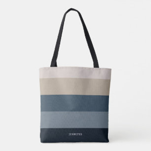 Tote Bag Rayures Chic Moderne avec Monogramme