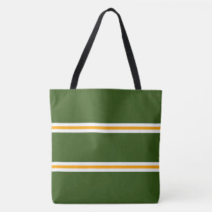 Tote Bag Rayures de course vert été rétro orange blanc