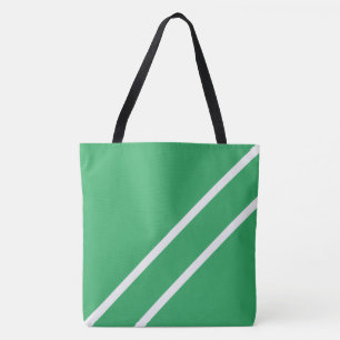 Tote Bag Rayures diagonales blanches élégantes sur fond ver