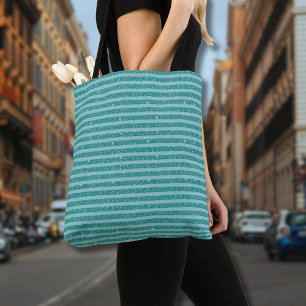 Tote Bag Rayures horizontales de style pailleté vert sarcel
