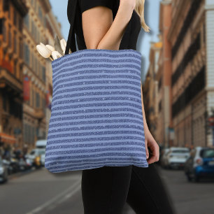 Tote Bag Rayures horizontales de style paillettes indigo fo