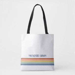 Tote Bag Rayures minimalistes monogrammées rétro