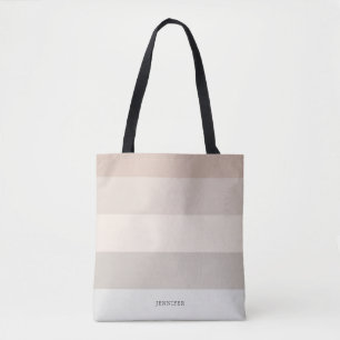 Tote Bag Rayures Modernes avec Monogramme Pastel