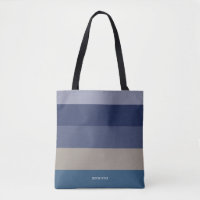 Rayures Modernes avec Monogramme Teintes de Bleu