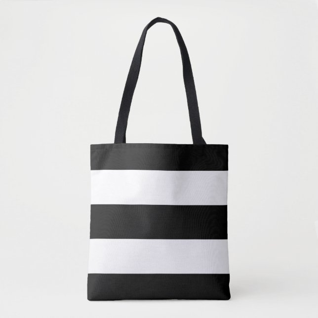 Tote Bag Rayures noires et blanches audacieuses modernes (Devant)