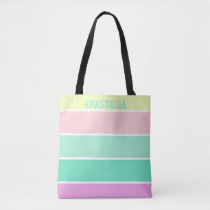 Tote Bag Rayures pastel tendance personnalisées