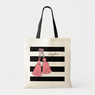 TOTE BAG RAYURES ROSES CHICS DE TOTE_29 TASSELS_BLACK