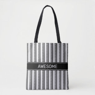 Tote Bag Rayures verticales grises et blanches élégantes