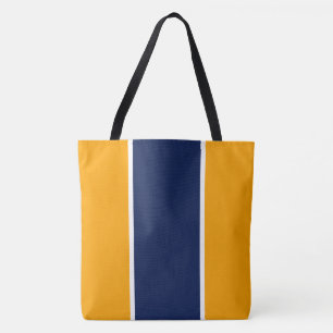 Tote Bag Rayures verticales jaunes orange bleu marine blanc