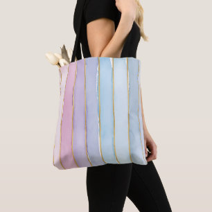 Tote Bag Rayures verticales larges aquarelles bleu violet r