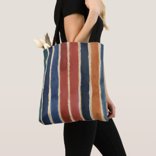 Tote Bag Rayures verticales Teintes de brique rouille sarce