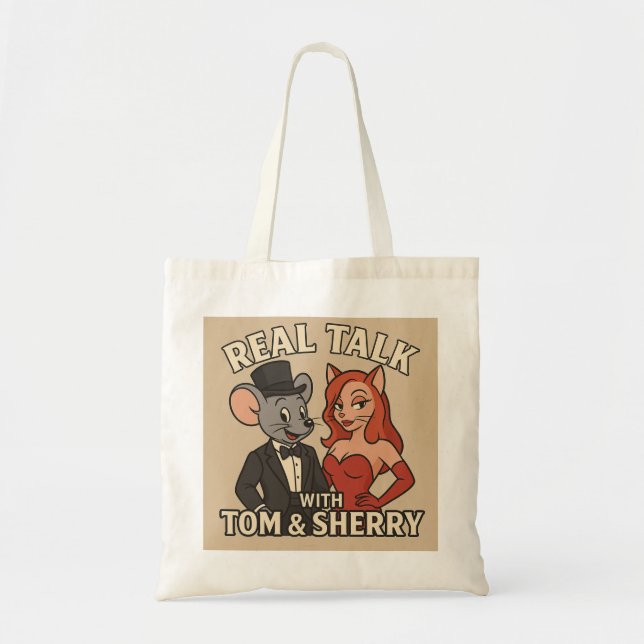 Tote Bag Real Talk with Tom and Sherry Cartoon Tote (Devant)