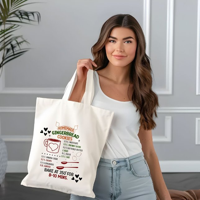 Tote Bag Recette de biscuits de Noël au gingembre faits mai (Créateur téléchargé)