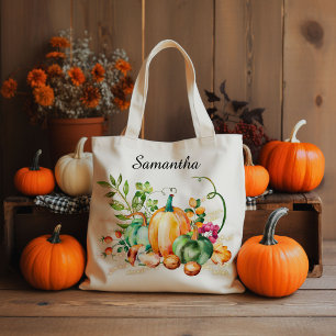 Tote Bag Récolte d'automne avec nom